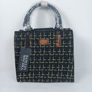 Badgley Mischka The Tara Tweed Satchel Square Handbag New